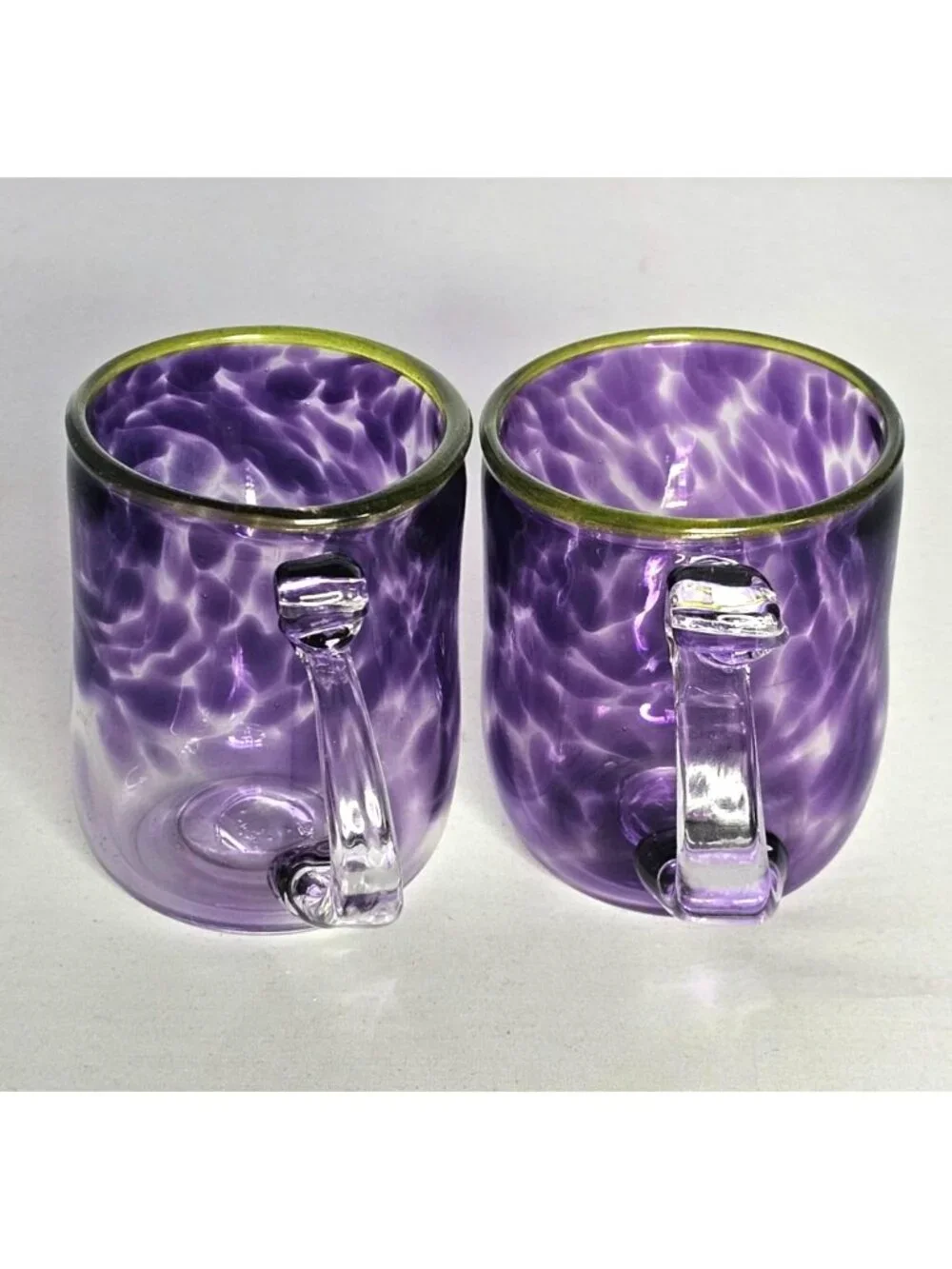 2 Vtg 1994 Signed Hand Blown Art Glass Mugs Pacific Northwest Studio Glass Polly - Picture 4 of 11